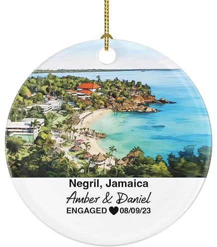 Weekino Ornamento Di Natale Seven Mile Beach Negril Giamaica, Doppia Faccia, Souvenir Di Viaggio In Ceramica, Decorazione Albero 7,2 Cm