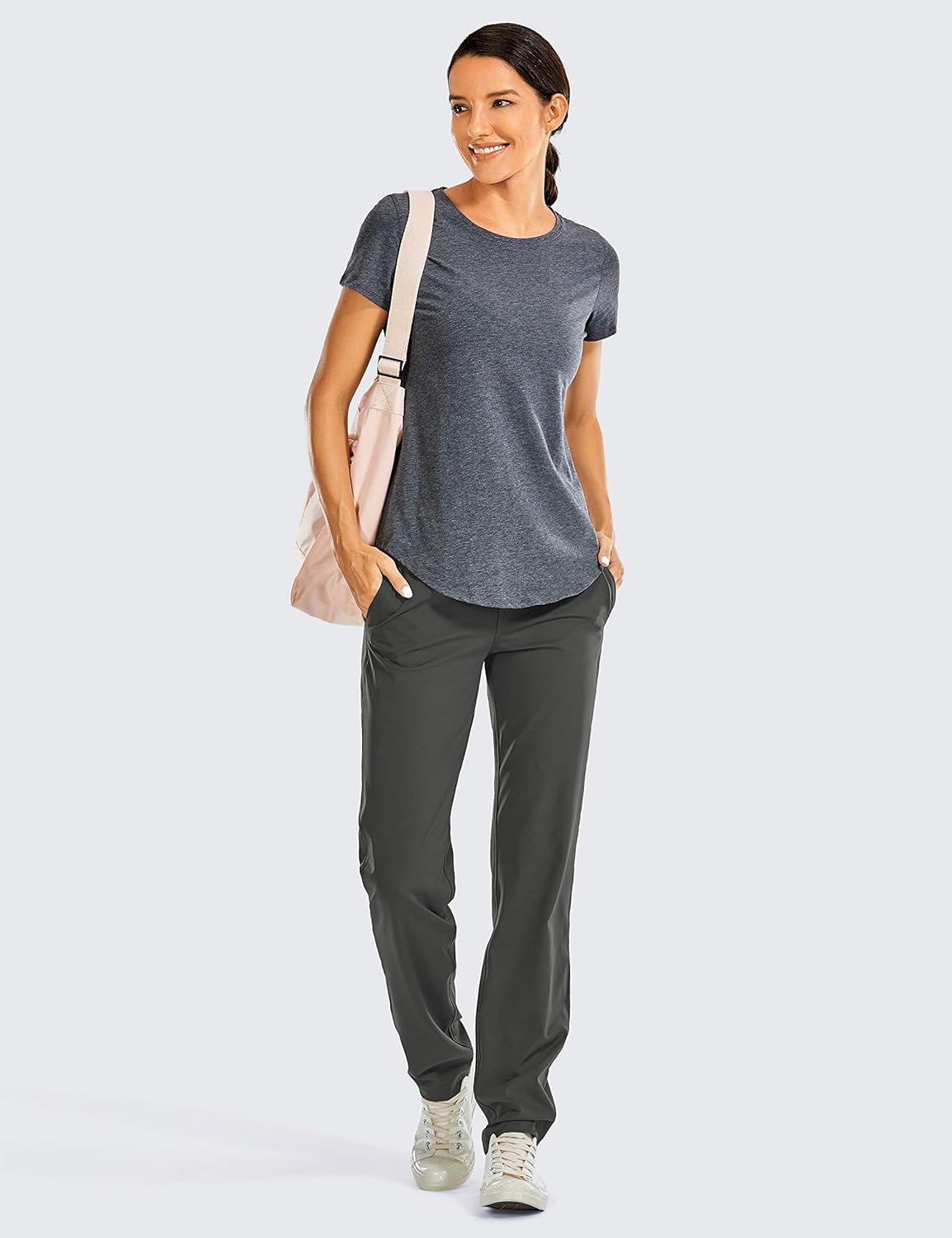 CRZ YOGA Women's Stretch Long Lounge Pants Drawstring Sweatpants Travel Athletic Track Pants with Pockets at  Women’s Clothing store