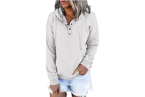 Blczomt Fashion 2023 Hoodies Solid Color Long Sleeve Button Pullover Tops Loose Fit Casual Y2K Fall Sweatshirts