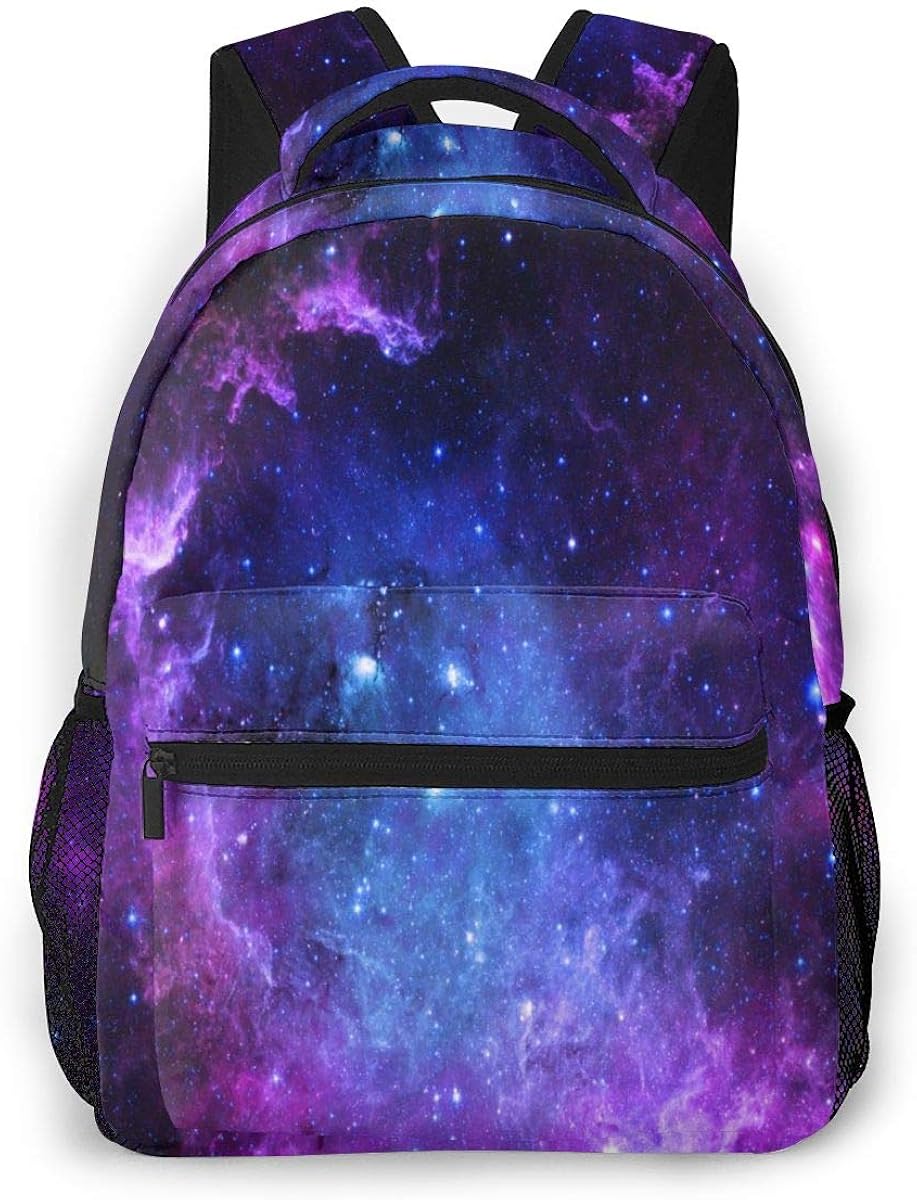 Boys Girls Purple Blue Galaxy Laptop Backpack Star Space Travel Bag Hiking Camping Daypack