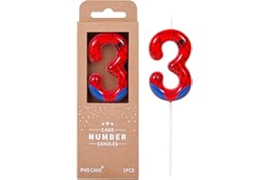 PHD CAKE 2.76 Inch Number 3 Spider Birthday Candles, Spider Cartoon Themed Number Candles, Cake Number Candles, Party Celebration
