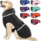 QBLEEV Warm Dog Coat Reflective Dog Jacket, Waterproof Dog Winter Coat Turtleneck Dog Clothes for Cold Weather, Thick Fleece Dog Snowsuit Christmas Dog Vest Pet Apparel for Small Medium Large Dogs 2XL