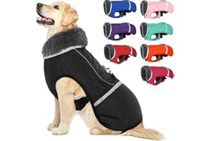 QBLEEV Warm Reflective Dog Jacket, Waterproof Winter Coat With Turtleneck for Cold Weather, Thick Fleece Snowsuit Christmas Vest Pet Apparel for Small Medium Large Dogs XL