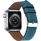 Premium Italy Leather Bands Compatible with Apple Watch Band 40mm 38mm 41mm 42mm 44mm 45mm 46mm 49mm, Soft Leather Watch Replacement Band for Watch Series Ultra SE 10 9 8 7 6 5 4 3 2 1 for Women Men