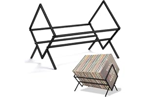 JINIHFW Record Holder for Albums, Vinyl Record Storage Holder Stacks Up to 80-100 LPs, Vinyl Record Holder Black, Lp Record Holder Rack