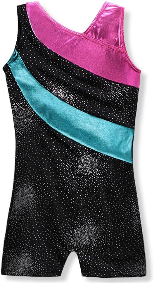 One-piece Rainbow Stripes Gymnastics Leotard Ballet Tutu Dancing Tank Unitard for Little Girl 3-15 Years
