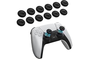 12-Pack Black Joystick Replacement Caps Compatible with PS4/PS5 - Non-Slip, Anti-Glue, Fingerprint-Proof Compatible with for 