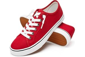 XRH Women Canvas Sneaker Slip On Non Slip Casual Shoes Lace Up Canvas Low Top White Shoes Loafers for Women Fashion Black Sneaker