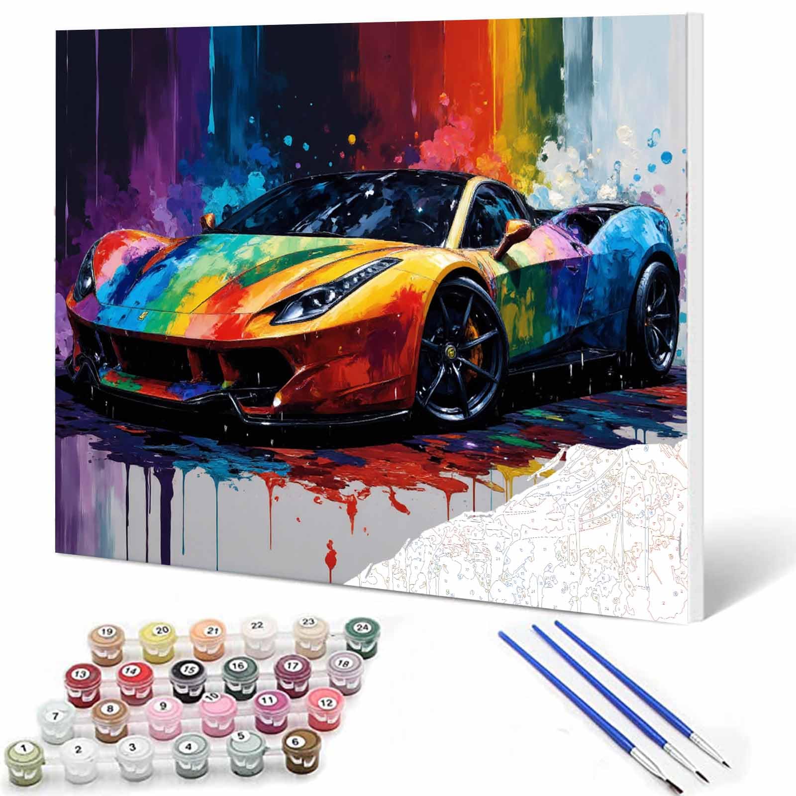 Photo 1 of See picture…….DIY Paint by Numbers,Racing Car,Canvas Oil Painting Kit for Kids & Adults,16x20inches Drawing Paintwork Acrylic Pigment,for Car Lovers Wall Decor Art Painting Without Frame-Car Lovers