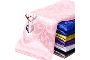 Manyshofu Jacquard Satin Fabric by The Yard - 60 Inch Wide, Shiny Brocade Pink Fabric Smooth & Floral Damask Fabric for DIY Decorations, Craft, Wedding Dress, Costumes, Fashion, Sewing(1 Yard)