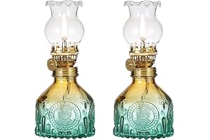 DNRVK 2-Pack Gradient Color Glass Oil Lamp Kerosene Lantern Vintage Oil Lamps for Indoor Use Oil Lantern Indoor Decorative Oil Hurricane Lanterns for Tabletop Decor Emergency Lighting