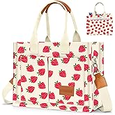 Canvas Tote Bag for Women with Pockets Crossbody Bag Tote Shoulder Handbags Casual Work Bags Everything Tote Bag