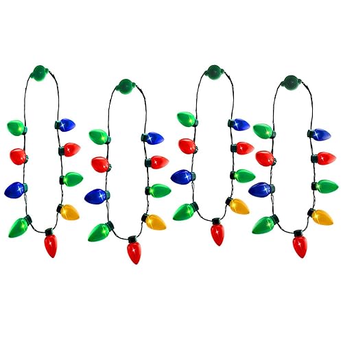 Windy City Novelties Pack LED Light Up Christmas Bulb Necklace