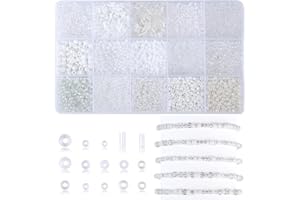 MAIBAOTA White Beads for Jewelry Making 4mm White Glass Seed Beads Kit 15 Color 3mm 2mm Small Plastic Tube Bead for Bracelets