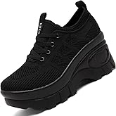HBXDEIA Women's Chunky Platform Wedge Walking Shoes Comfort Orthopedic Fashion Knitted Breathable Sneakers for Ladies