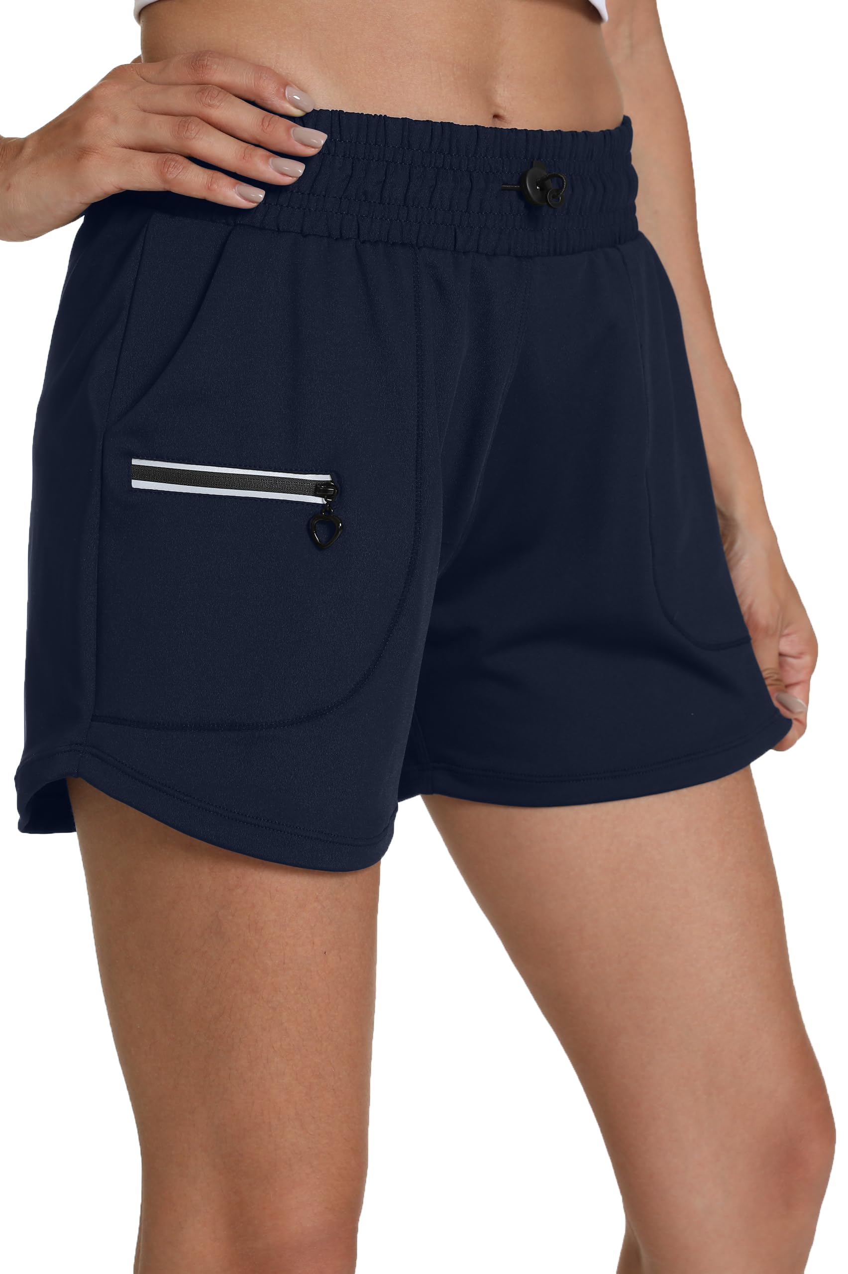 Photo 1 of XINGPAOZHE Women's Running Shorts with Liner Quick Dry Gym Shorts for Workout Athletic and Sports(Navy Blue,XS)