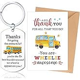 Sureio 2 Pcs School Bus Driver Appreciation Gifts for Christmas Bus Driver Appreciation Keychain with Thank You Card and Envelope for Holiday End of Year Retirement Gift