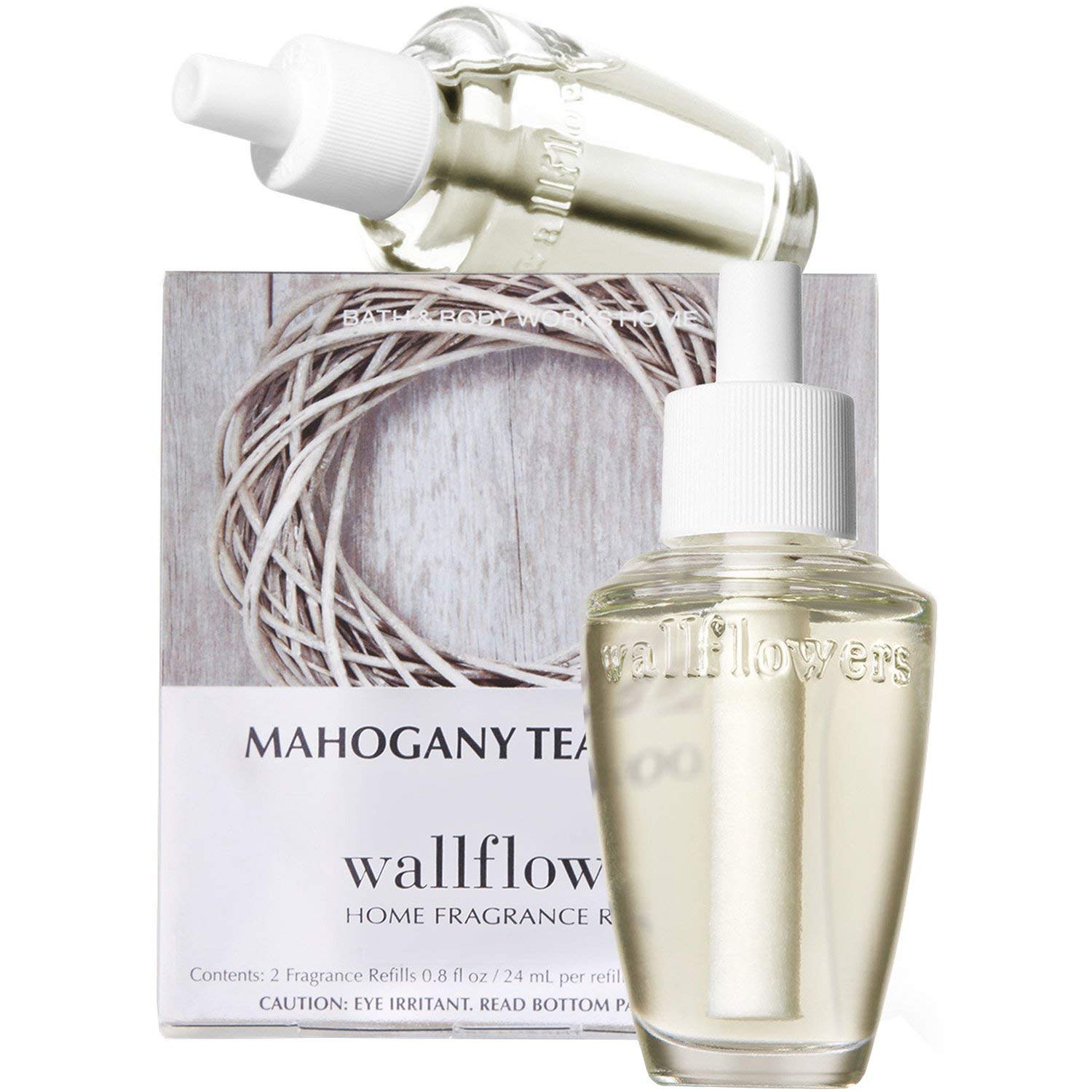 Bath & Body Works Wallflowers Refills, Mahogany Teakwood Scent, Plug-In Air Freshener Refills for Bedrooms, Bathrooms & Living Spaces, 2 Pack
