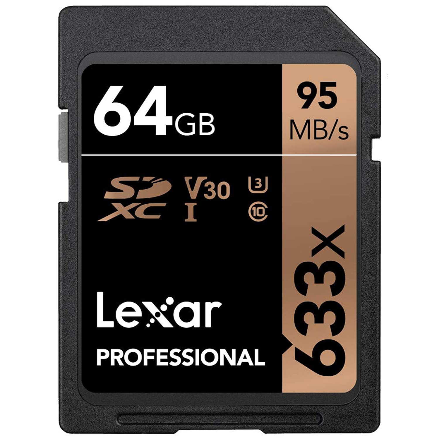Lexar 64GB Professional Class 10 95MB/s (633x) SDHC/SDXC UHS-I Memory Card LSD64GCB1EU633