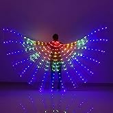 HOMEHIGH LED Belly Dance Wings With Stick, Light Up Belly Dance Costumes for Woman Girls Carnival Halloween Clothing