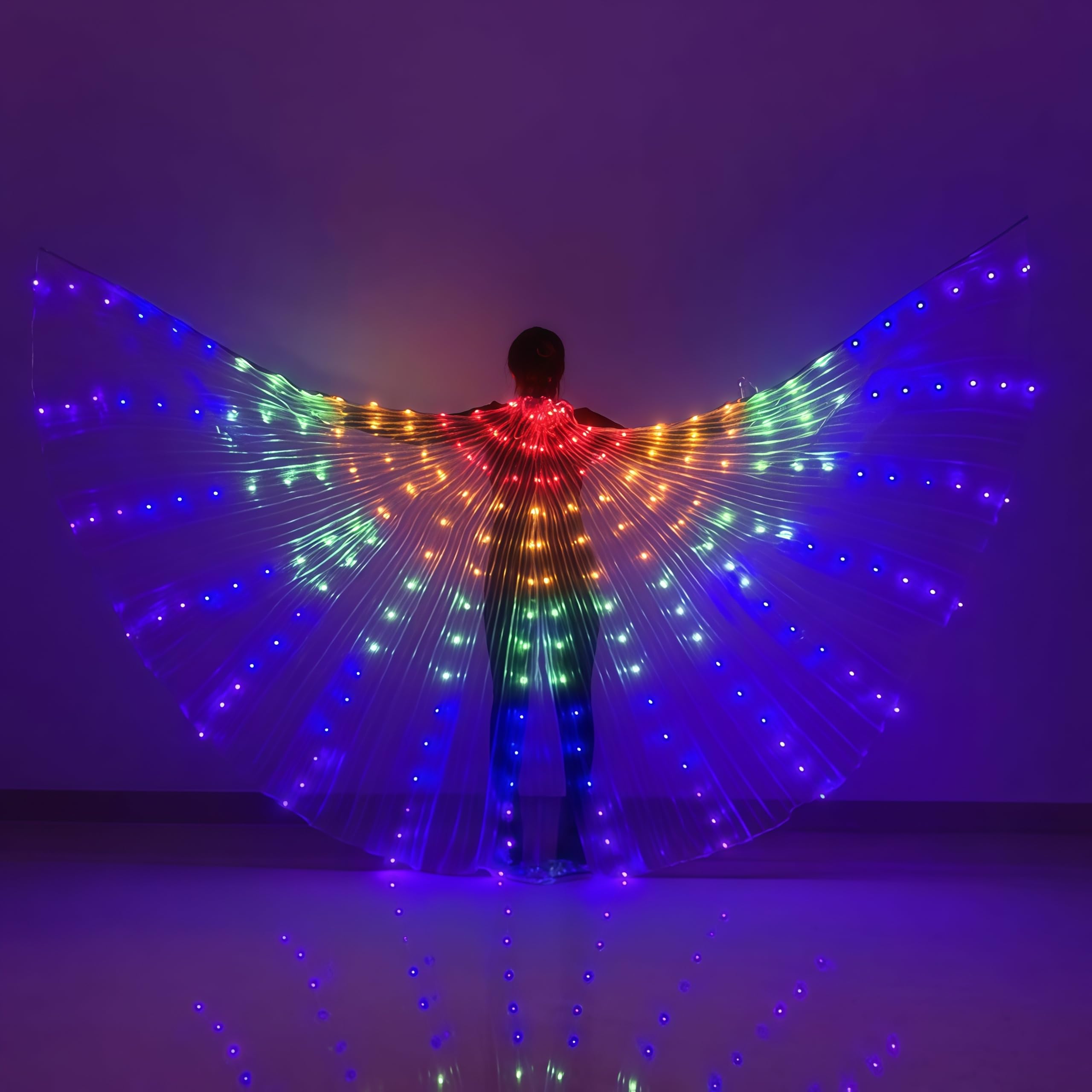 Photo 1 of HOMEHIGH LED Belly Dance Wings With Stick, Light Up Belly Dance Costumes for Woman Girls Carnival Halloween Clothing