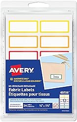 Avery No-Iron Fabric Name Labels, Rainbow Borders