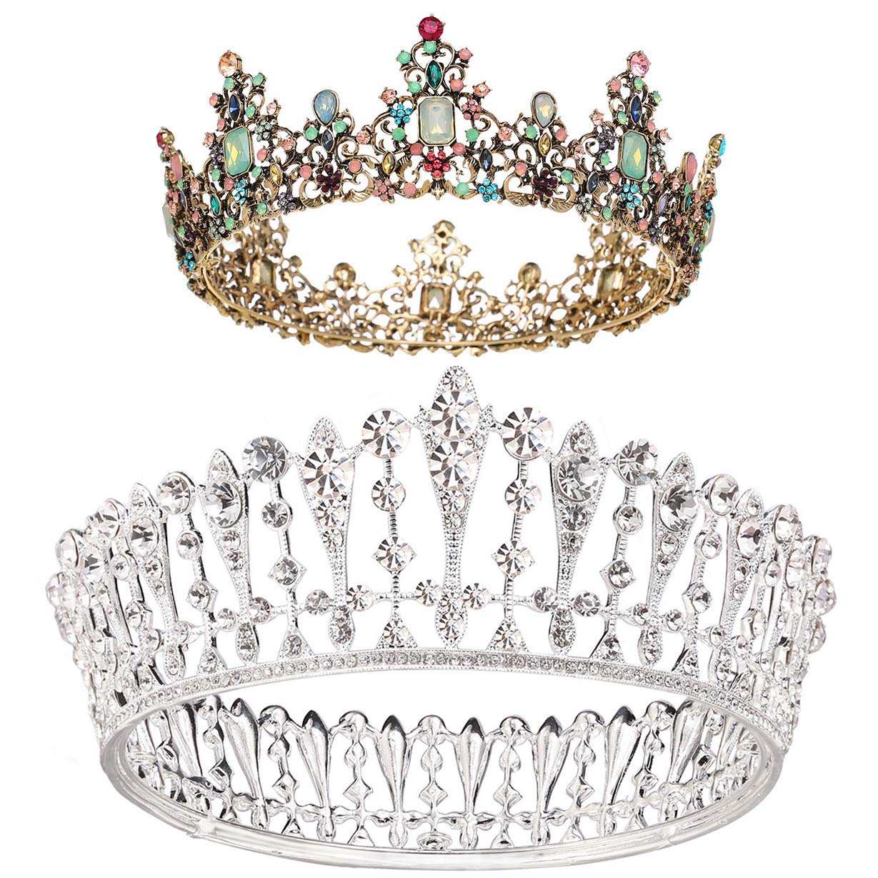 SWEETV Queen Crowns for Women Rhinestone Wedding Crowns