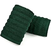 Jacquotha 2-Pack Hand Towels (Forest Green) Ribbed – Kitchen & Bathroom Premium Cotton Towels 13” x 29”, Soft and Quick Drying 480 GSM