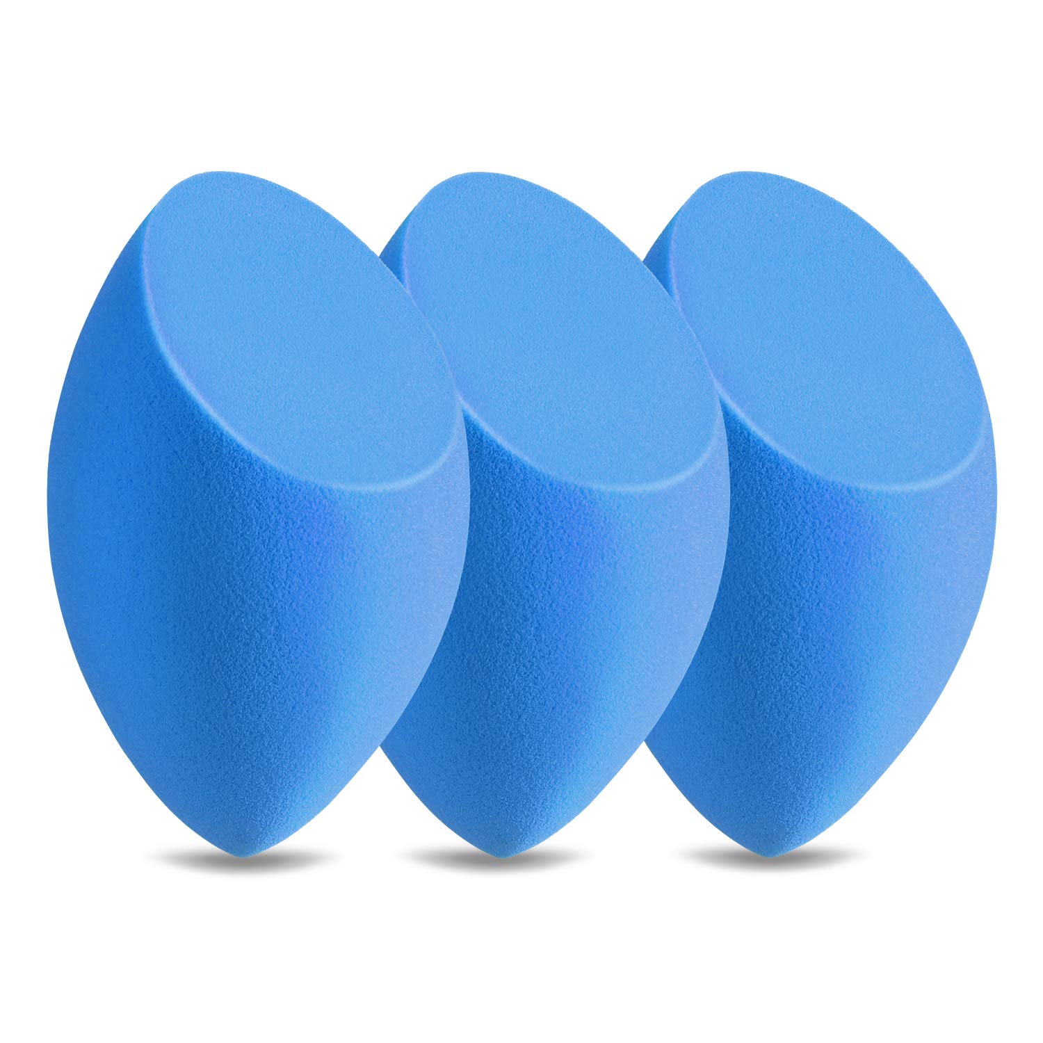 Larbois 3-Pack Blender Beauty Foundation Blending Sponge, Professional Beauty Makeup Set, Blue Multi-color Synthetic Drop Shapes for Dry & Wet Use
