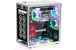 Freenove Raspberry Pi 5 NAS Case Kit (with 1x 128GB SSD), Quad M.2 NVMe SSD Slots, 5 PWM ARGB Fans Light Sync, CPU Tower Cool