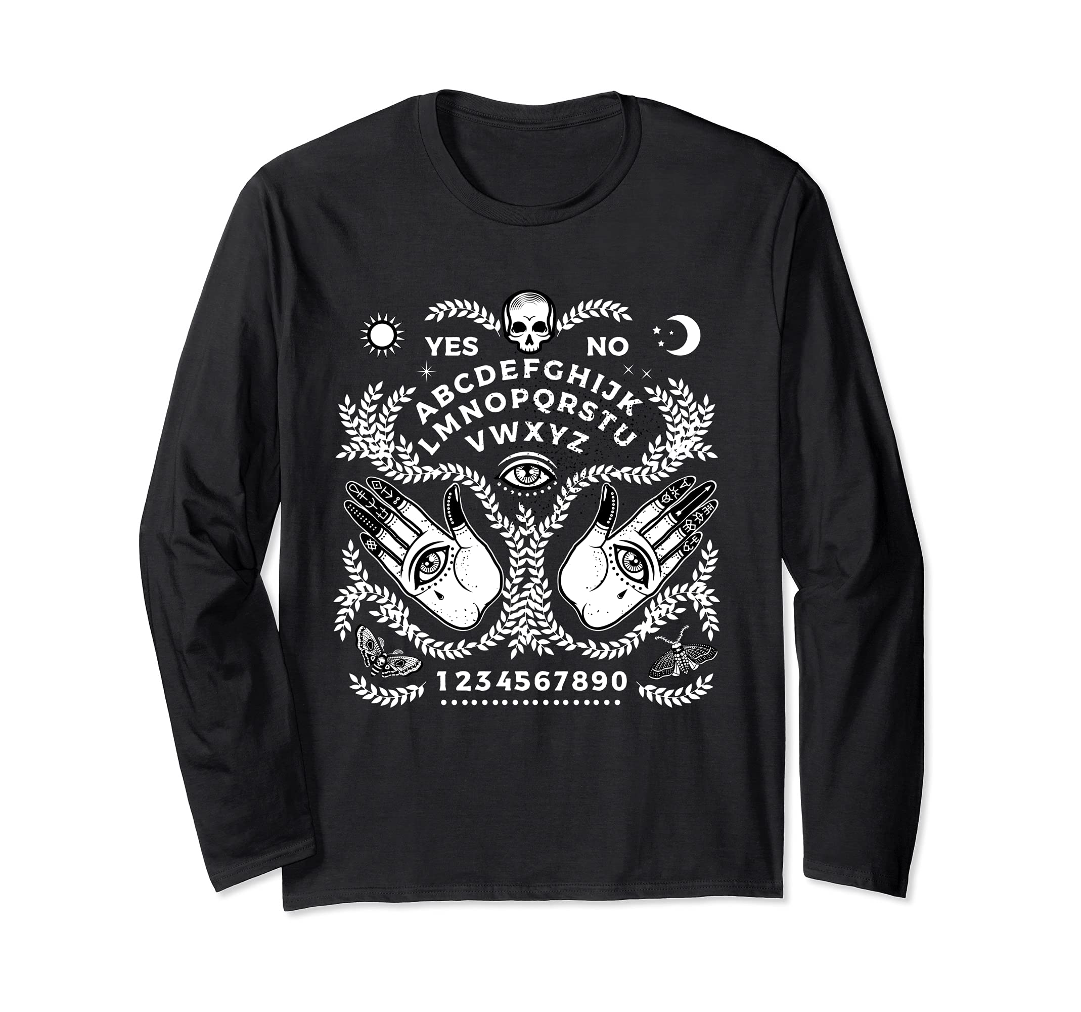Ouija Board Creepy Horror Game Playing Halloween Art Long Sleeve T-Shirt