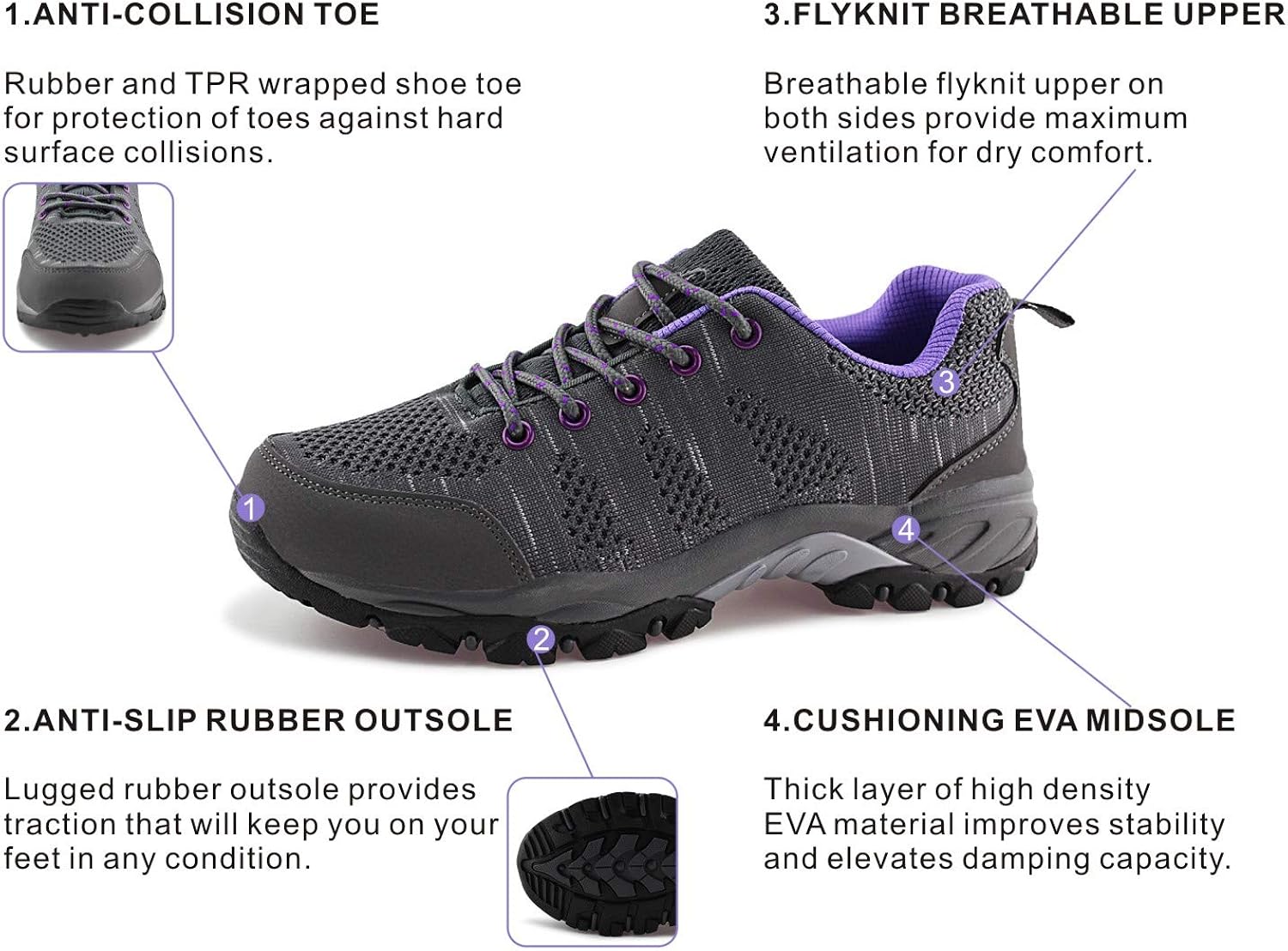  | Jabasic Women Hiking Shoes Breathable Knit Athletic Outdoor Sneakers | Hiking Shoes