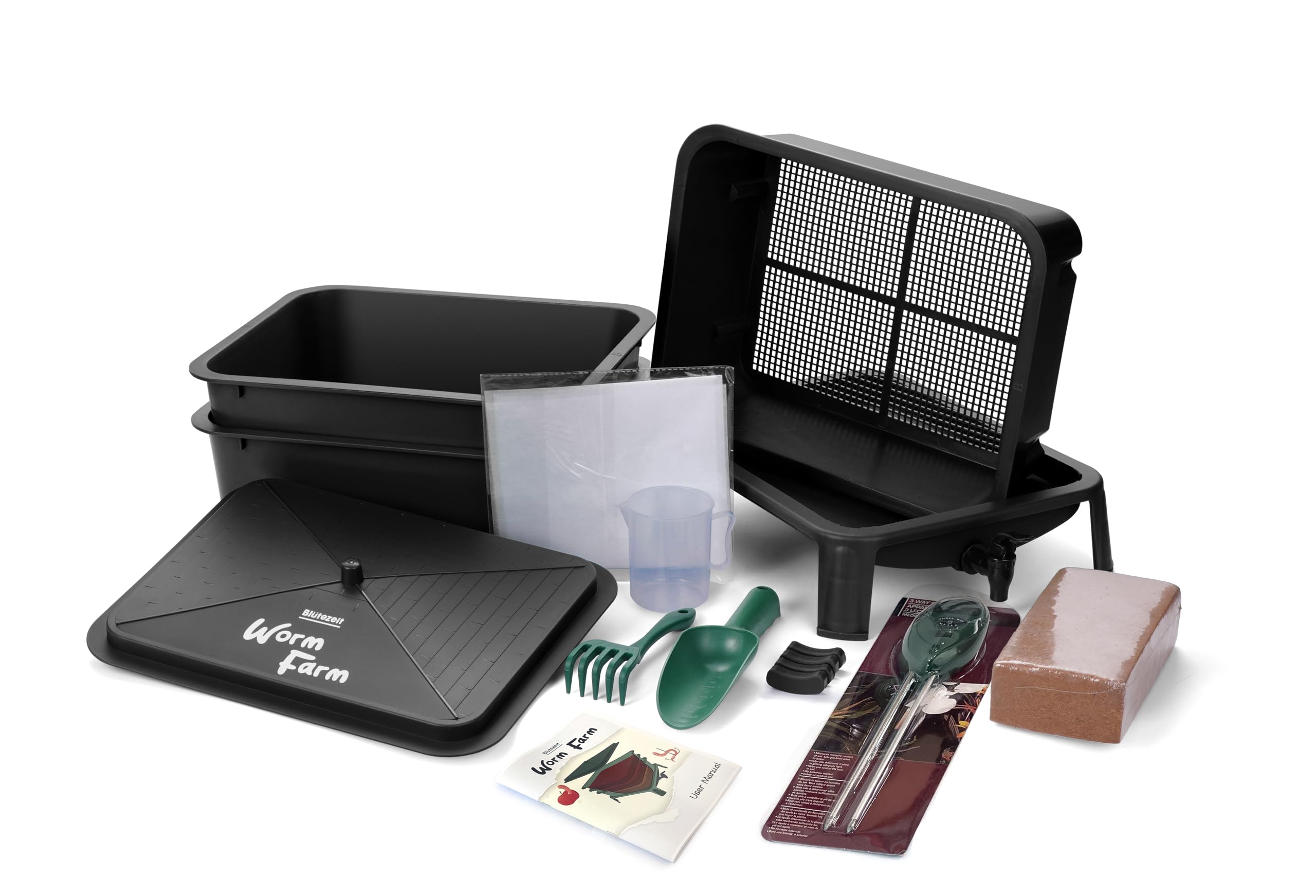 Composting Kit Components Mua Blütezeit 3-Tray Worm Composter, 32QT Worm Farm with Compost Worms ...