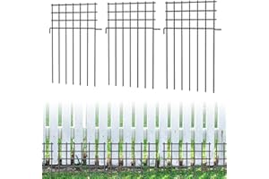 KIMAZO 24 Panels Animal Barrier Fence for Dogs, Metal Anti Doggie Digging Garden Border, Ground Fencing Bottom Puppy Blockers Stakes for The Yard, Rabbits Blocker Fence for Outdoor Yard 17in (H) X 24ft (L)