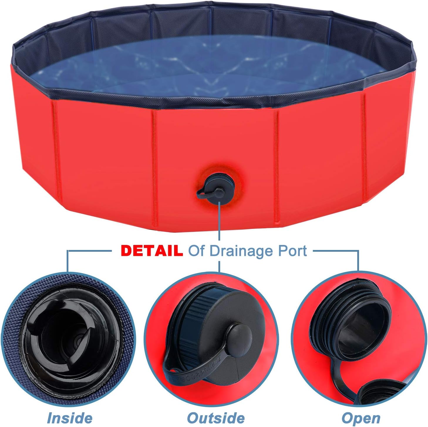 JIIKOOAI PVC Pet Foldable Swimming Pool Dogs Cats Bathing Tub Portable