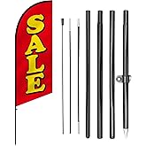 Anley 7.5 FT Sale Feather Flag Banner Kit - Outdoor Swooper Advertising Flags with Pole and Stake - Sale Sign for Storefront, Discount Promotions, Events, Retail Sales - Weather Resistant & Easy Setup