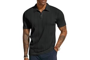 PJ PAUL JONES Mens Textured Knit Polo Shirts Regular Fit Stretchy Golf Shirts