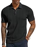 Mens Short Sleeve Textured Polo Shirts Classic Fit