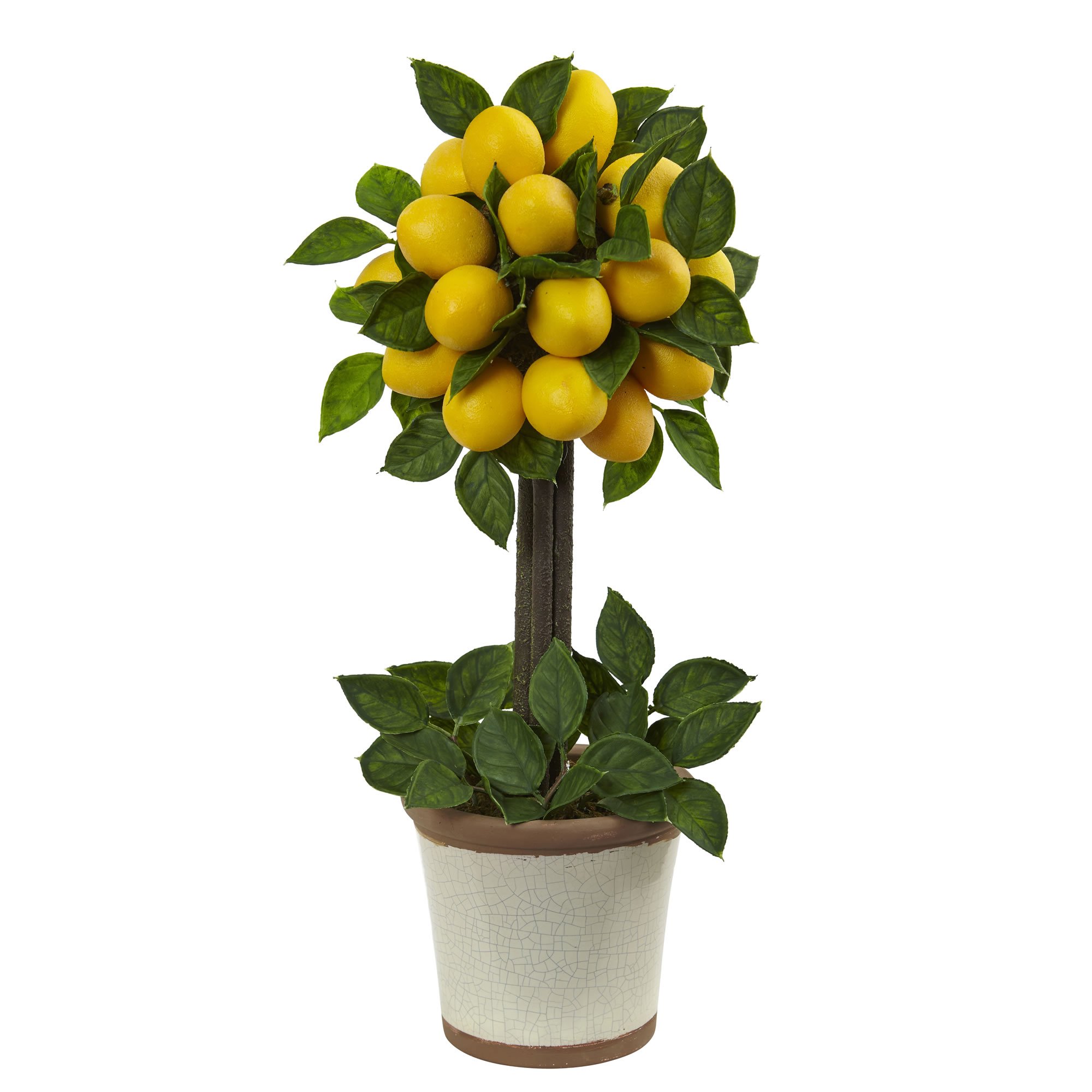 Nearly Natural Lemon Ball Arrangement Topiary, Yellow,19.5 inch x 8.5 inch x 8.75 inch- 4865
