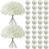Cherica 65Pcs White Hydrangea Artificial Flowers Bulk for Home Decor | Realistic Silk Fake Flowers with Stems，Faux Flowers for Wedding Decor Centerpieces Living Room Party Baby Shower Decoration