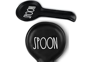 BRIGHTER BARNS Farmhouse Spoon Rest for Stove Top - Ceramic Spoon Holder for Kitchen Counter - Coffee Spoon Rest, Kitchen Utensil Holder - Cooking Ladle Holder - Farmhouse Kitchen Decor, Accessories, Gifts (Black)