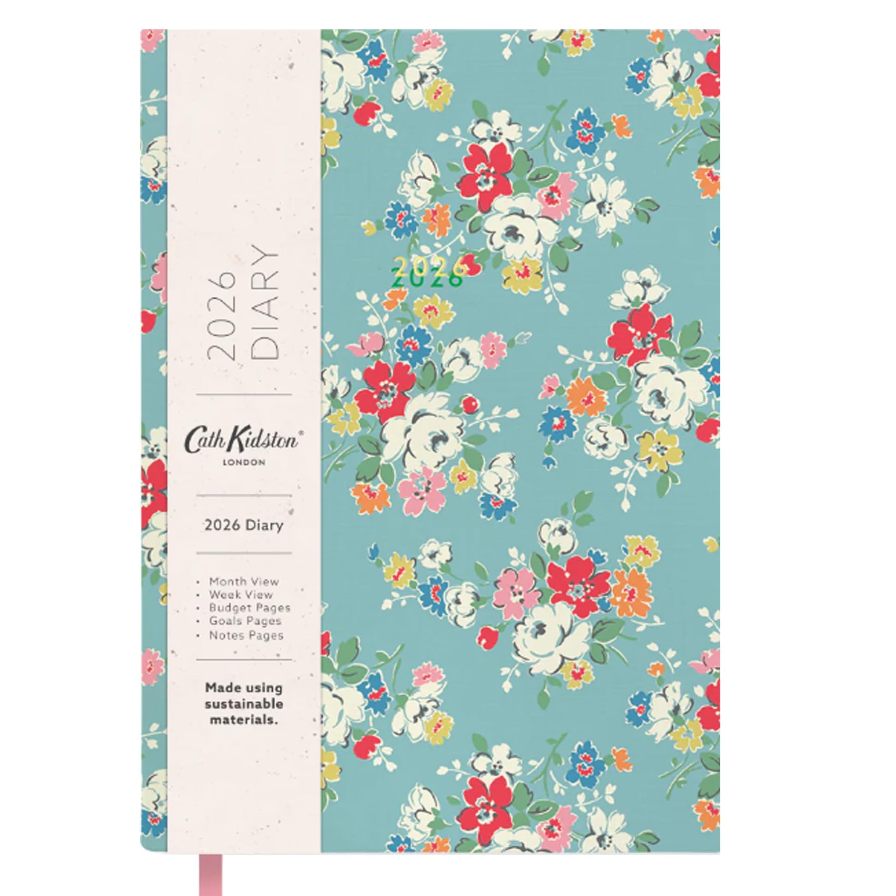 Widdle Gifts 2026 Diary Cath Kidston A5 Clifton Rose Cloth Bound Week to View Diary with Monthly Planner