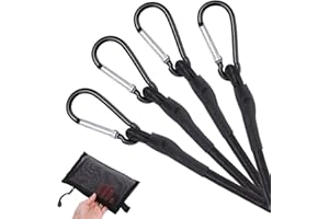 Jogtlyer Roll Bungee Cords Set 48in/4ft,4pcs Heavy Duty Outdoor Bungie Cord Bundle with Carabiner Hooks Black Bungee Straps