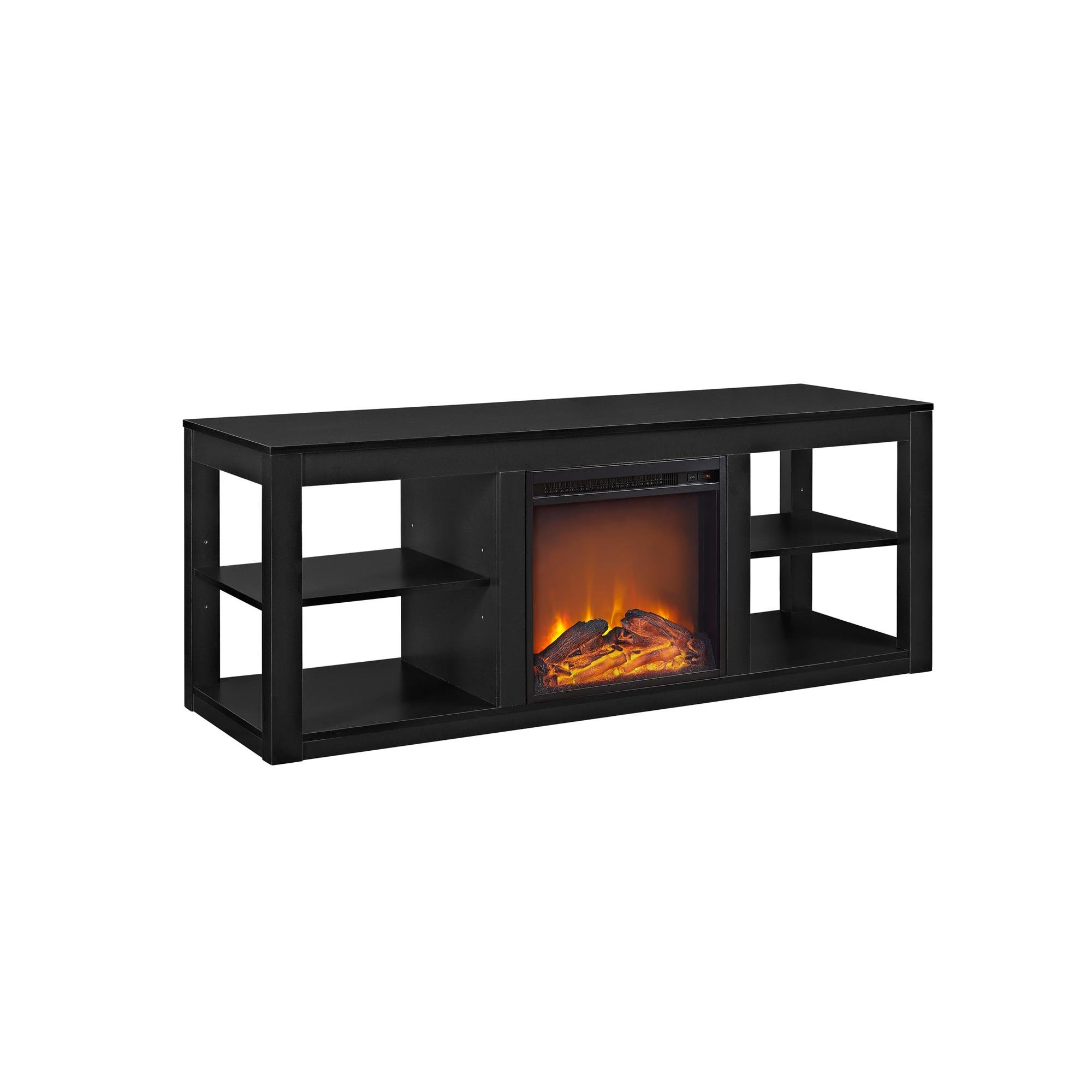 Ameriwood Home Parsons Electric Fireplace TV Stand for TVs up to 65", Black
