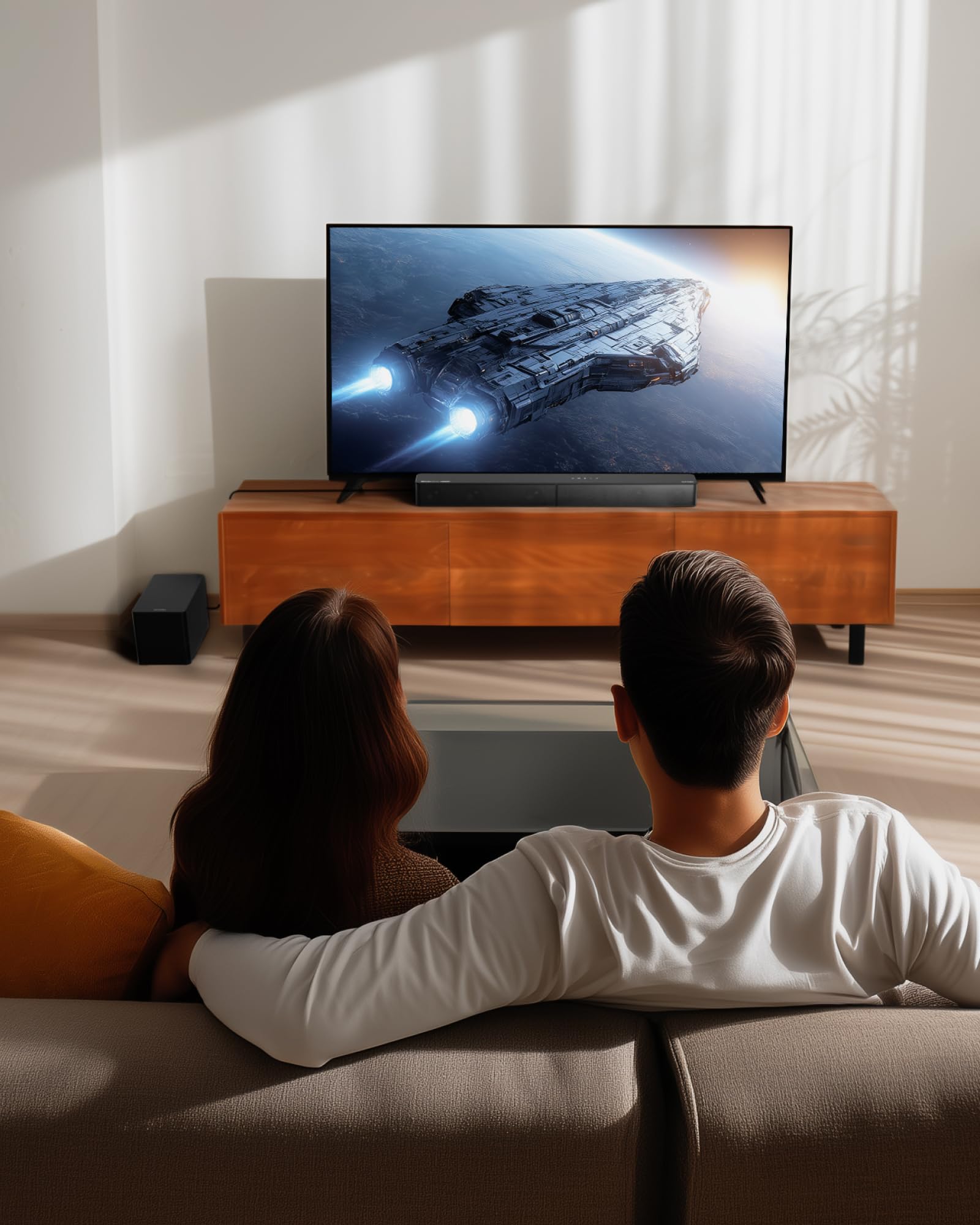 ULTIMEA 5.1ch Soundbar mit Dolby Atmos, VoiceMX, BassMX, APP, Heimkino 4D Surround Sound System, 340W Soundbar für TV Geräte mit Subwoofer, Bluetooth 5.4, Poseidon M60 Boom, Modell 2025