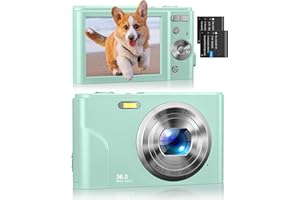 KENUO Digital Camera, Kids Camera 1080P 36MP Video Camera with Two Batteries, Time Stamp Antishake 16X Zoom, Compact Portable Camera Christmas Birthday Gift for Children Kid Teen Student Girl Boy(Green)