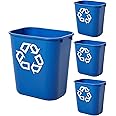 Rubbermaid Commercial Products Deskside Office Wastebasket Trash Can Recycle, 14 Quart, Blue, 4-Pack, 2136357
