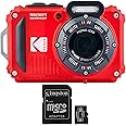 Kodak PIXPRO WPZ2 Rugged Waterproof 16MP Digital Camera with 4X Optical Zoom (Red) and 32GB microSDHC Card with Adapter Bundle (2 Items)