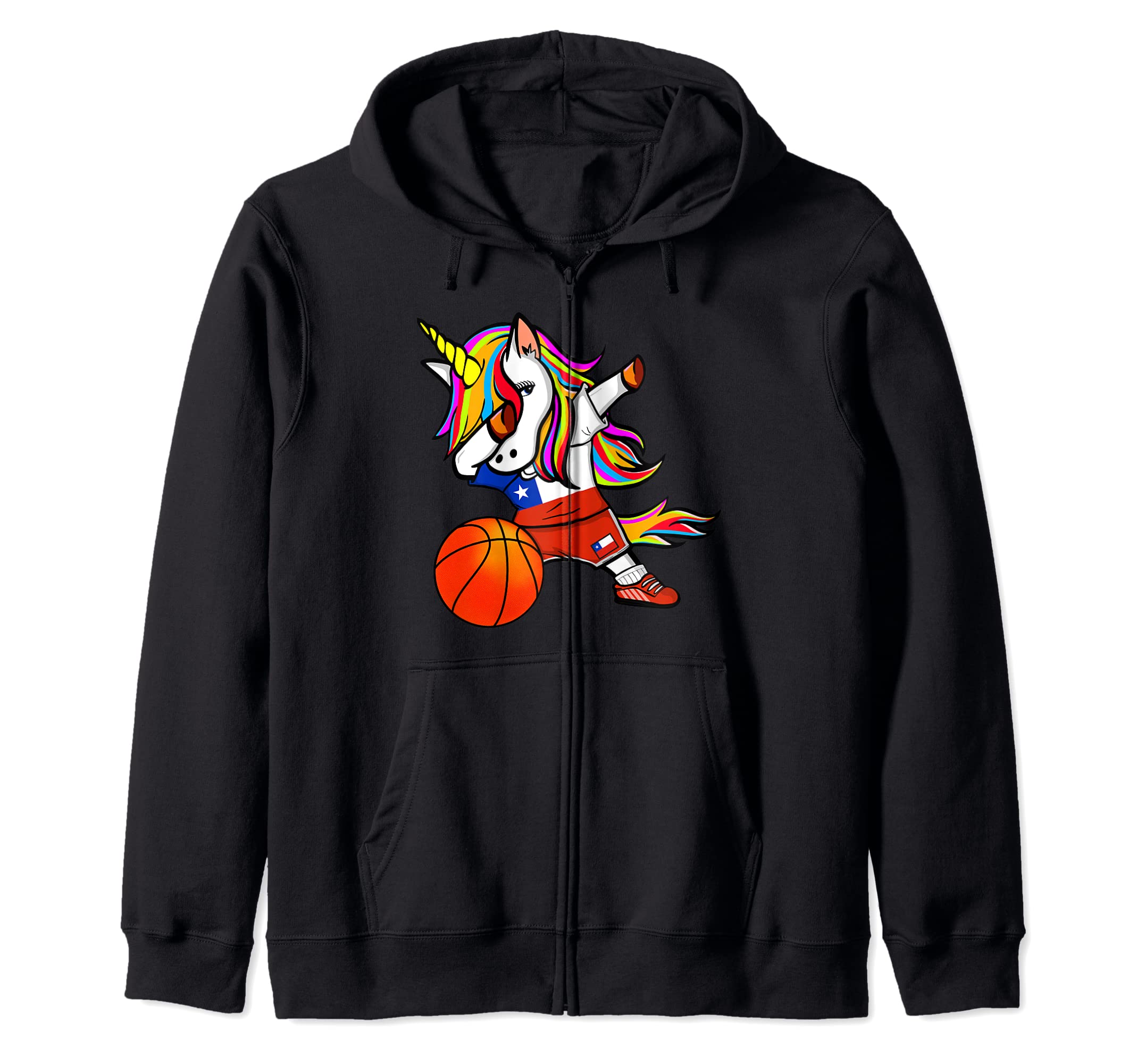 Dabbing Unicorn Chile Basketball Fans Jersey Chilean Sports Zip Hoodie