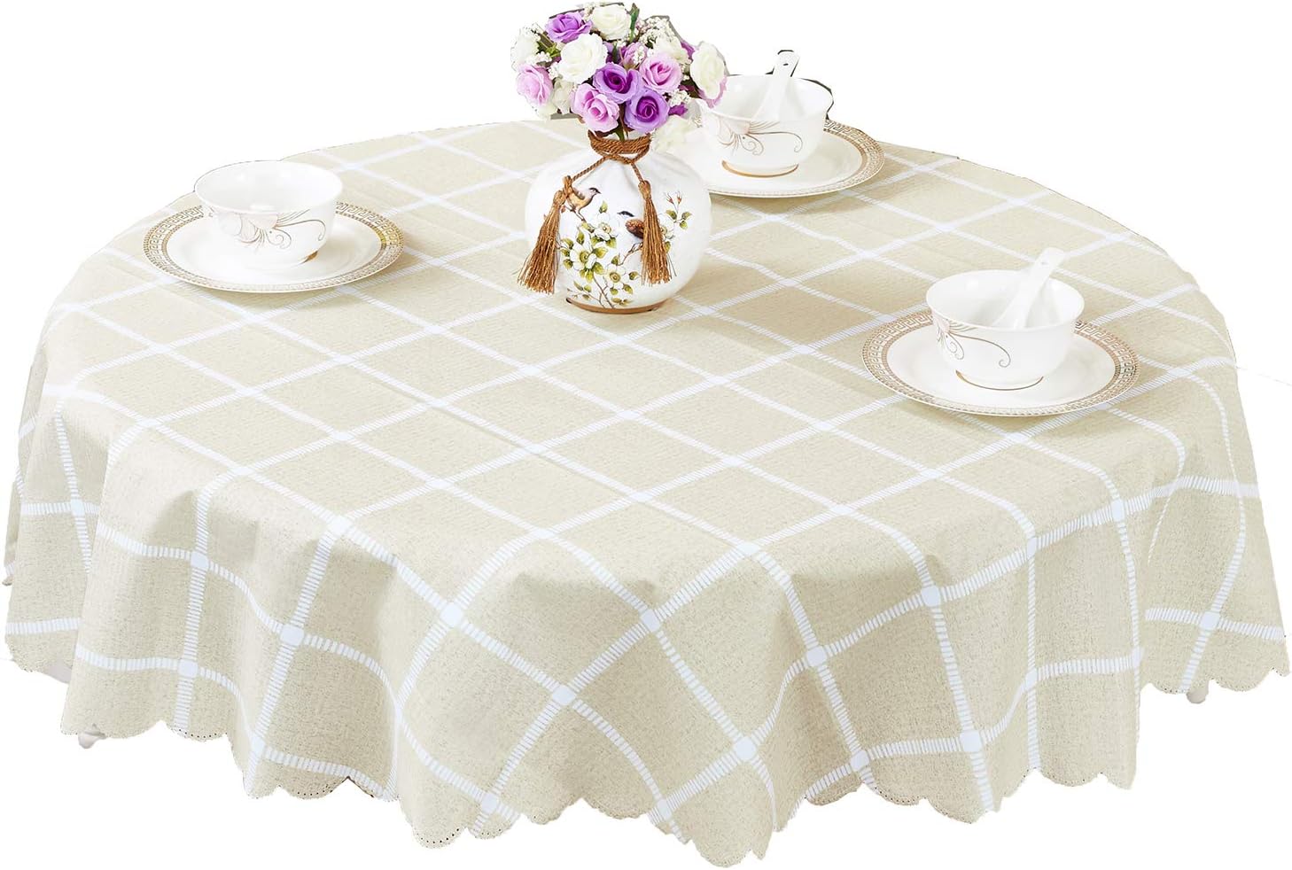 Walrus 53 Inch Round Vinyl Tablecloth,Waterproof,Oilproof